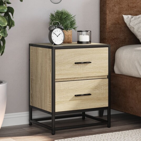 Nattbord 2 stk sonoma eik 40x31x50 cm konstruert tre 8721102837364