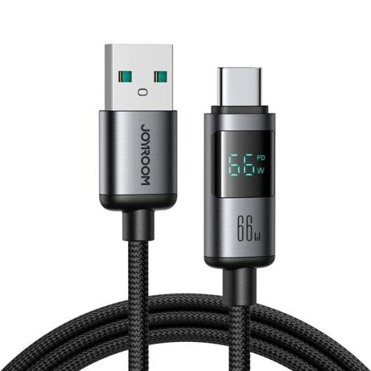 Joyroom 66w Usb-kabel Usb Til Usb-c Med Digital Skjerm 1,2 M Svart Joyroom 66w Usb-kabel Usb Til Usb-c Med Digital Skjerm 1,2 M Svart