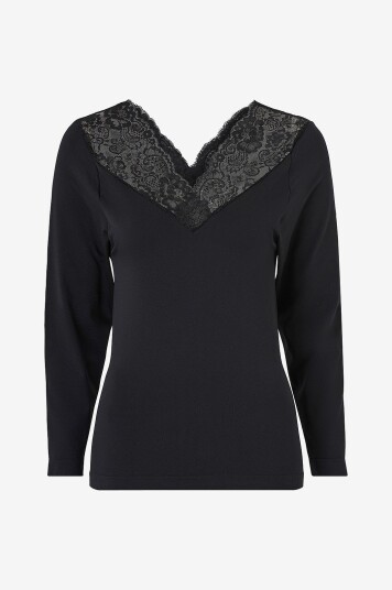 Sandgaard Topp New York Seamless With Lace & Long Sleeves Svart Sandgaard Topp New York Seamless With Lace & Long Sleeves Svart