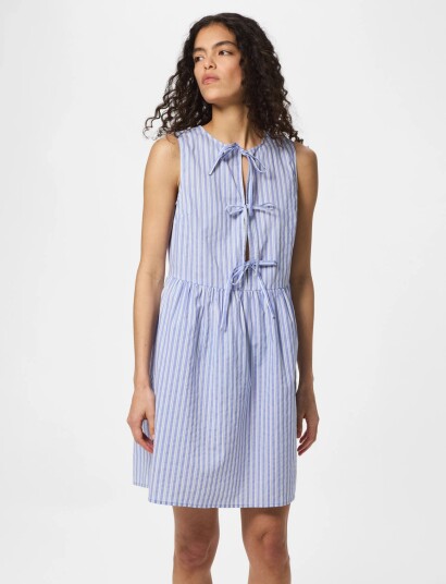 Pieces Pcjolly Sl Tie Short Dress Wvn Noos Bc - Blue - XXL