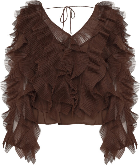 Dante6 Dante6 Phora Tulle Ruffled Top Brown 34