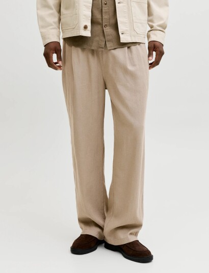 Jack & Jones Jpstbill Andros Vis Linen Blend Jogger   Beige   XL