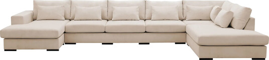 Grande 6 seters U Sofa med Divan Venstre Beige Manchester