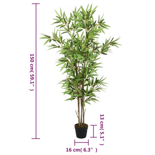  Kunstig bambustre 828 blader 150 cm grønn