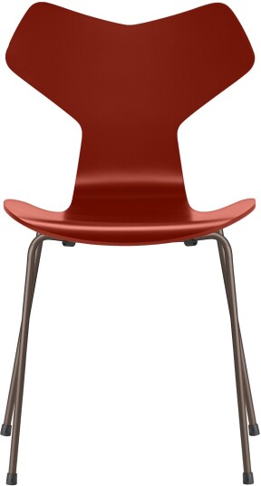 Fritz Hansen - 3130 Grand Prix Färgad Ask Venetian Red Underrede Brown Bronze Spisestoler Arne Jacobsen