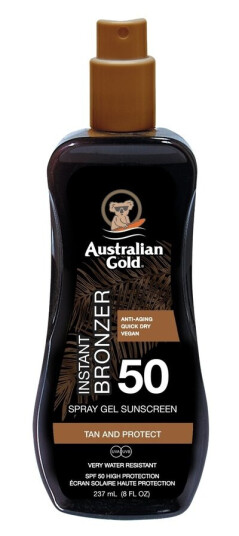Australian Gold Spray Gel Sunscreen With Instant Bronzer SPF50 23 Australian Gold Spray Gel Sunscreen With Instant Bronzer SPF50 23