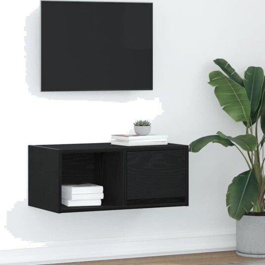 TV benk svart eik 60x31x25,5 cm konstruert tre
