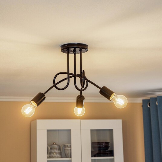 Lamkur Taklampe Joiy sammenflettet 3 lyskilder svart