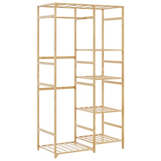 Klesstativ med hyller 100x50x184,5 cm bambus 8721102643033 Klesstativ med hyller 100x50x184,5 cm bambus 8721102643033