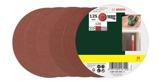 Bosch 25-delers slipepapirsett til eksentersliper, korning 120 G= 120