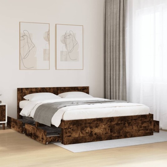 Sengeramme med hodegavl røkt eik 160x200 cm konstruert tre 8721102855566