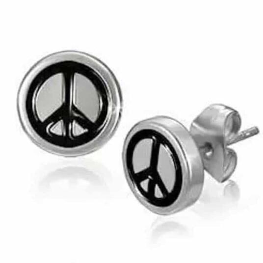 Ørestik i stål "Peace" 1 stk. Ørestik i stål "Peace" 1 stk.