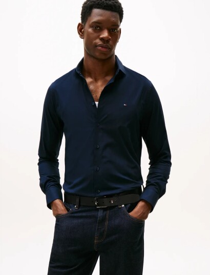 Tommy Hilfiger Cl Flex Poplin Sf Shirt Navy R/43 Tommy Hilfiger Cl Flex Poplin Sf Shirt Navy R/43