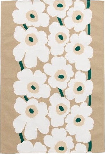 Marimekko Unikko kjøkkenhåndkle 47x70 cm sand/hvit/smaragdgrønn Marimekko Unikko kjøkkenhåndkle 47x70 cm sand/hvit/smaragdgrønn
