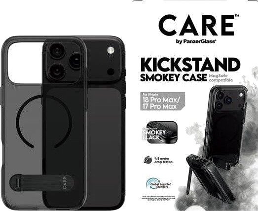 CARE by PanzerGlass Kickstand Case Smokey w. Black MagSafe Apple iPhone 18 Pro Max | 17 Pro Max