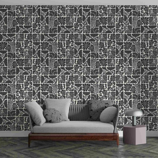 Tapet Retro Blomstrete Geometrisk