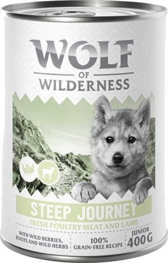 Wolf Of Wilderness Våtfôr Junior “Expedition” Steep Journey Fjærkre Med Lam 6 X 400 G Wolf Of Wilderness Våtfôr Junior “Expedition” Steep Journey Fjærkre Med Lam 6 X 400 G