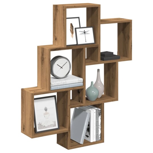 Vegghylle kubeformet artisan eik 78x15x93 cm konstruert tre 8721158439482