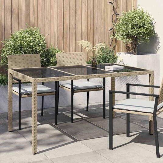 vidaXL Hagebord Beige 150 x 90 x 75 cm polyrotting vidaXL Hagebord Beige 150 x 90 x 75 cm polyrotting