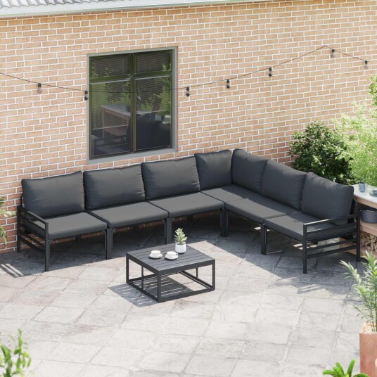 Hagesofa Set 7 pcs Antrasitt Stål