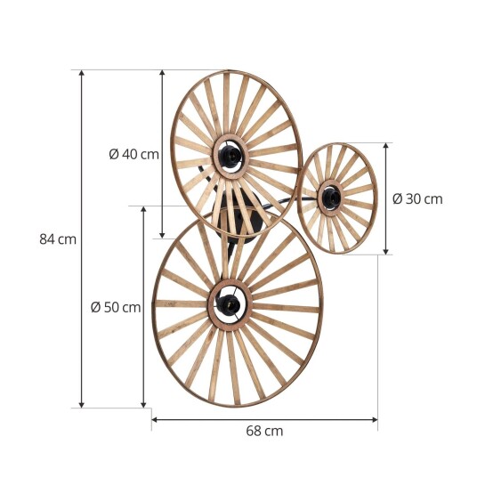 Lindby Evandor vegglampe, 3 lyskilder, natur