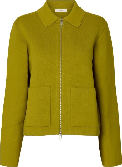 Selected Slwmika Ls Knit Cardigan AVOCADO OIL XL