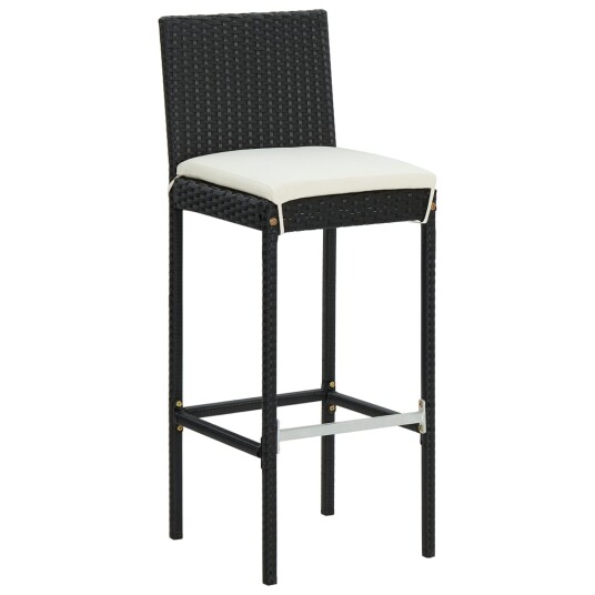 vidaXL Hagebarsett med puter 7 deler svart polyrotting