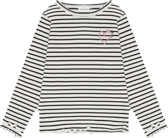 Minymo Genser   Rib   Trykksko   Minymo   9 år (134)   Genser Beige Hvit Svart