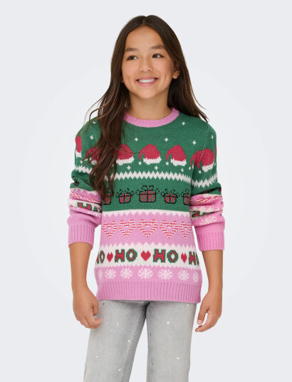 Kids Only Koghoho Xmas Ls Pullover Knt Pink 110 116