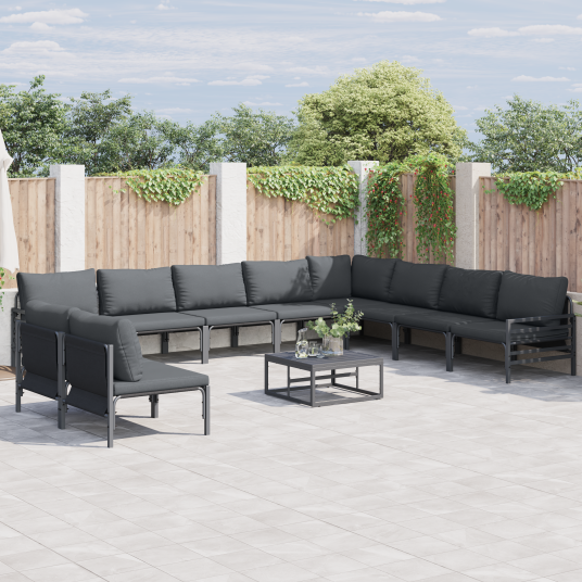 Hagesofa Set 10 pcs Antrasitt Stål Hagesofa Set 10 pcs Antrasitt Stål