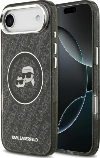 Karl Lagerfeld IML Glitter Karl & Choupette-hoder-logo MagSafe iPhone Air-etui – svart