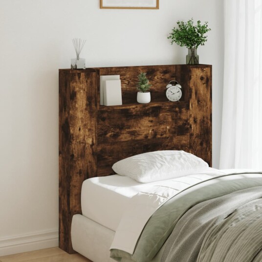 Hodegavl skap med LED røkt eik 100x16,5x103,5 cm 8721012465503