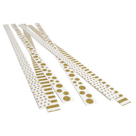 Diverse Strimler Selvklebende Hvit med Gull motiver 420x15mm 6 stk