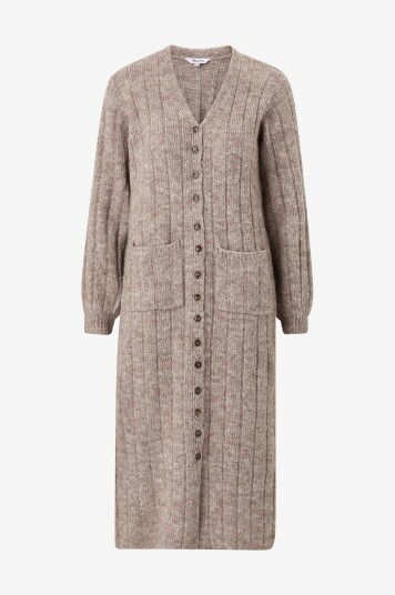 Bubbleroom - Kardigan Knitted Dress - Beige