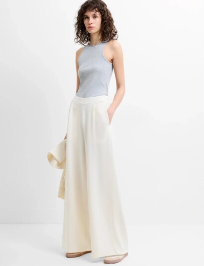 French Connection Wren Wide Leg Trsr Cream S French Connection Wren Wide Leg Trsr Cream S