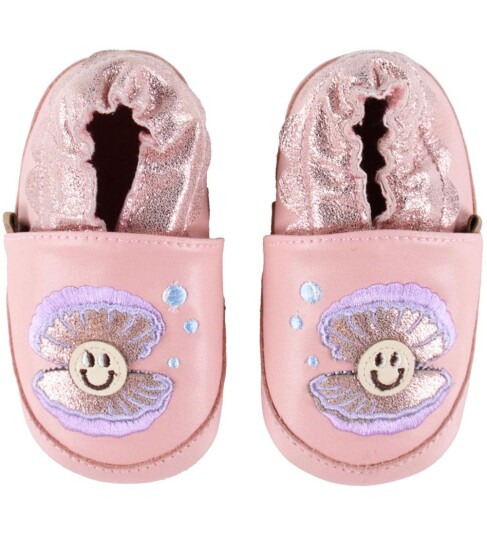 Melton Shell Leather Slippers Pink 22/23
