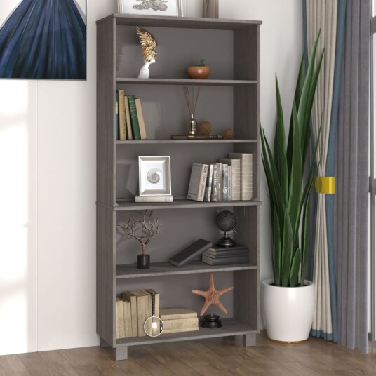vidaXL Highboard HAMAR heltre furu lysegrå