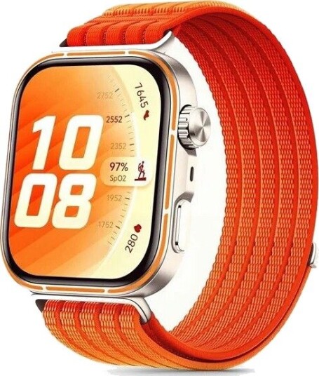 Tech-Protect Nylon Strap on an Huawei Watch Fit 3 / 4 / 4 Pro / 5 / 5 Pro Orange