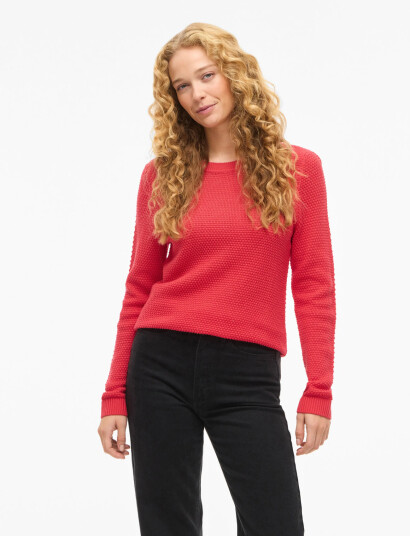 Vila Vidalo O Neck L/S Knit TopNoos Red S Vila Vidalo O Neck L/S Knit TopNoos Red S