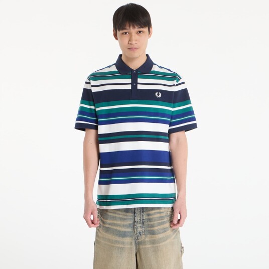 Fred Perry Striped Relaxed Polo Green M