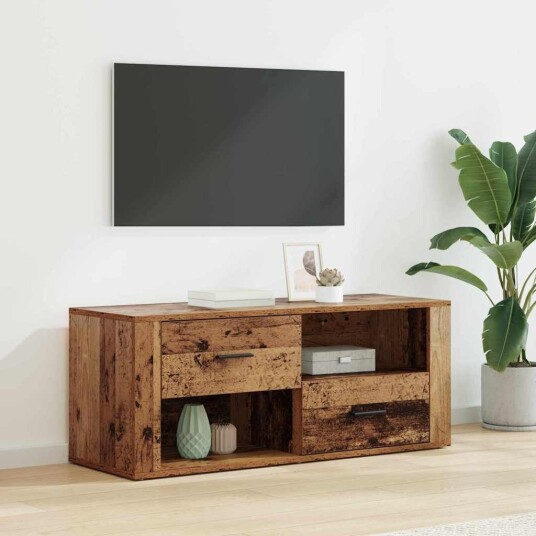 TV skap med skuff Gamle tre 100 x 35 x 40 cm Konstruert tre