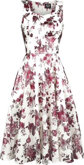 H&R London   Rockabilly Middellang kjole   Aphrodite Metallic Swing Dress   XS til 6XL   Damer   hvit