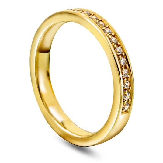Giftering i 585 gult gull med diamanter 0,15 CT | 3 mm bredde
