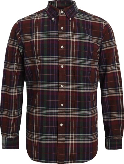 Polo Ralph Lauren Custom Fit Plaid Oxford Shirt Brown L