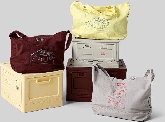 Studio About Tote Bag Grey/Red   Grey   L:32CM