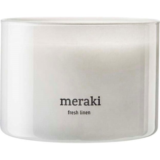 Meraki - Duftlys fresh linen 7,5x10 cm hvit