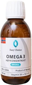 Easy Choice Omega-3 Høykons. Flytende D3+k2+e 150 Ml. Easy Choice Omega-3 Høykons. Flytende D3+k2+e 150 Ml.
