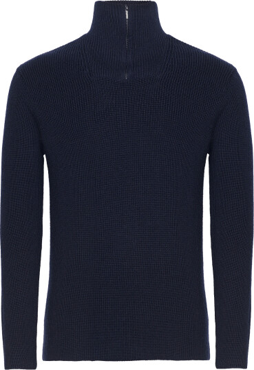 Knowledge Cotton Apparel Merino Half Zip Sweater   Navy   M