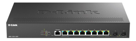 D-Link Dms 1250-10Sp - Switch - L2+ - Smart - 8 X 10/100/1000/2.5G (Poe+) + 2 X 10 Gigabit Sfp+ - Stasjonær - Poe+ (240 W)