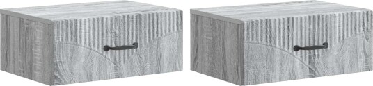  Vegghengt Nattbord med skuff 2 pcs Grå sonoma 49 x 34,5 x 20 cm